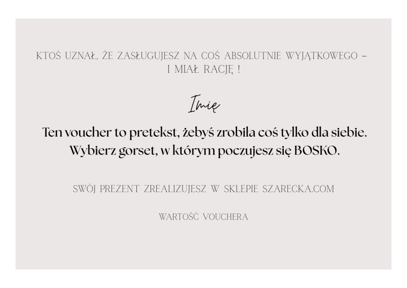 Voucher prezentowy na sukienki i gorsety - Szarecka.pl