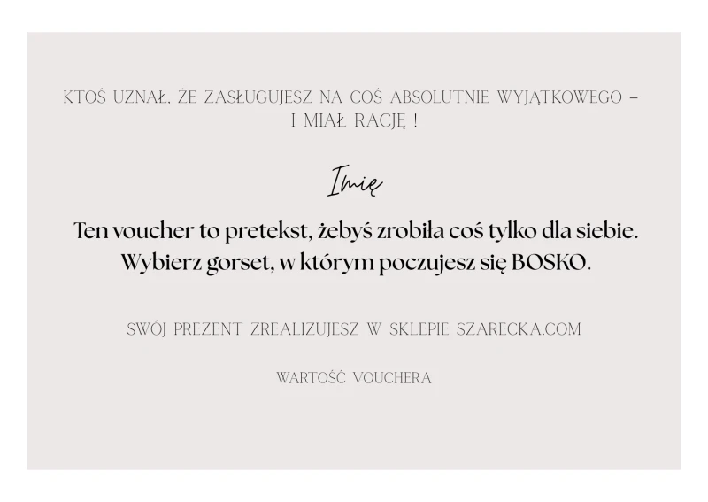 Voucher prezentowy na sukienki i gorsety - Szarecka.pl